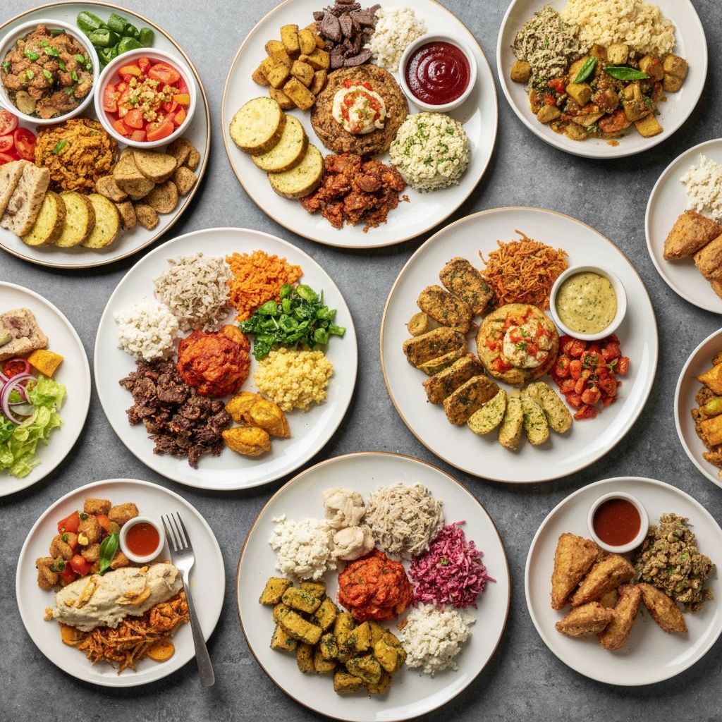 Diverse meal examples representing balanced proportions