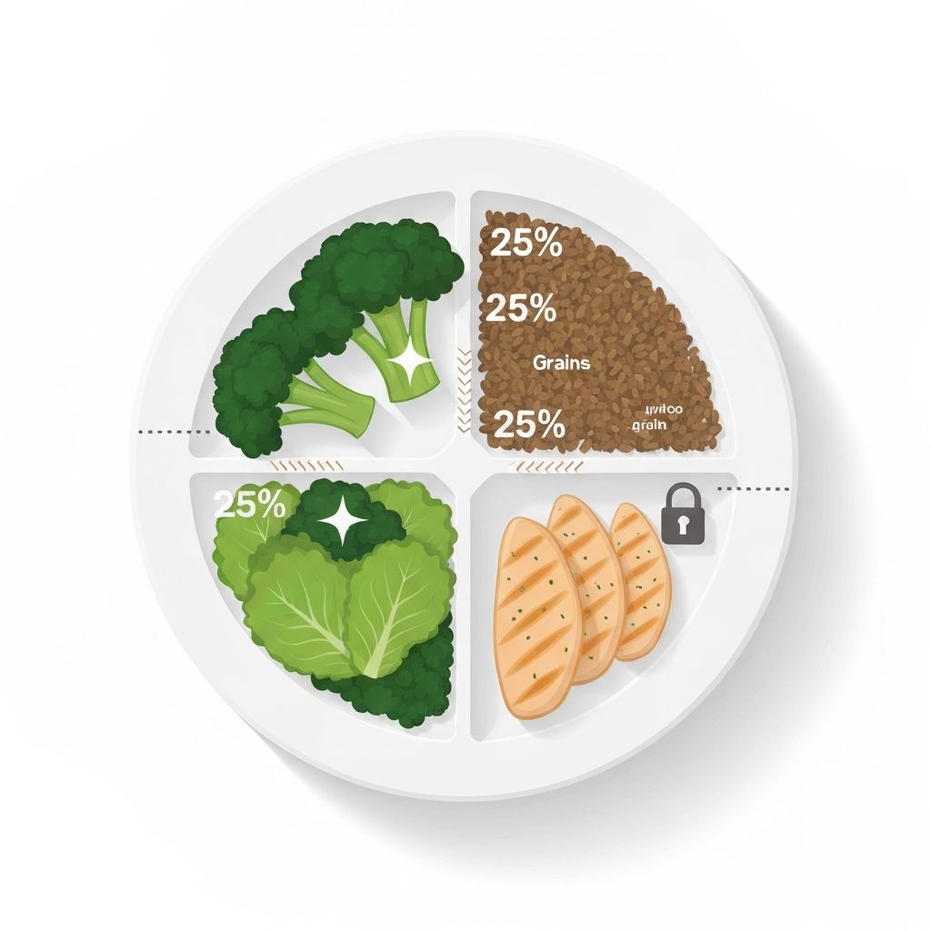Plate proportions illustration with different food groups